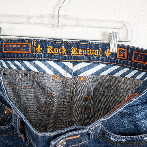 Rock Revival Men's size 36 Sid Straight Leg Denim Jeans (fit 37x31) - Picture 3 of 15